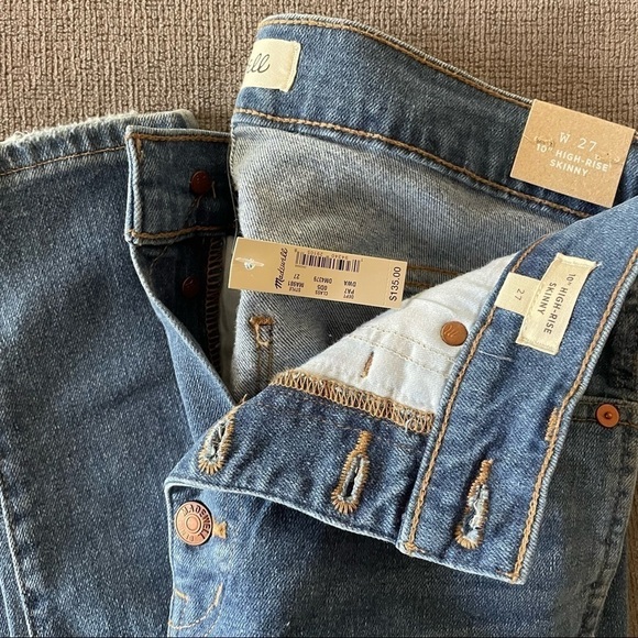 NWT Madewell 10” High Rise Skinny Jeans Button Front Tencel Denim MA981 - Picture 4 of 4